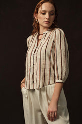 Striped Puff Sleeve Top
